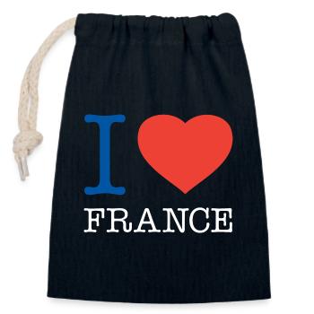 I LOVE FRANCE - Closable cotton gift bag (14x20cm) - navy - Front