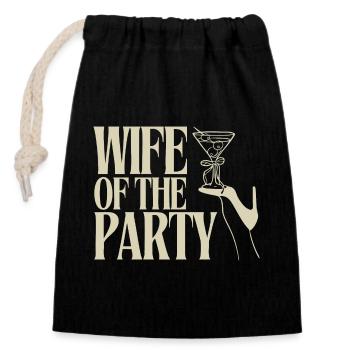Épouse du parti Martini Design - Sac cadeau en coton avec cordon (14 x 20 cm) - noir - Devant
