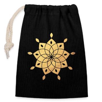 Yoga Sun Star Mandala Meditation Gold deluxe - Closable cotton gift bag (14x20cm) - black - Front