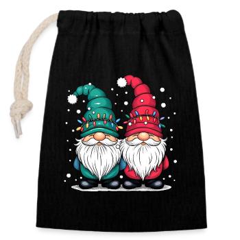Gnome Gnome Christmas Christmas Sweater Gnome - Closable cotton gift bag (14x20cm) - black - Front