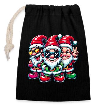 Ill Be Gnome for Christmas Design - Closable cotton gift bag (14x20cm) - black - Front