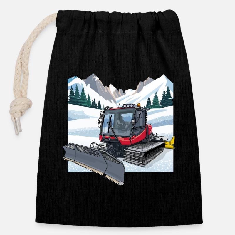Déneigement de la dameuse - Sac cadeau en coton avec cordon (14 x 20 cm) - noir