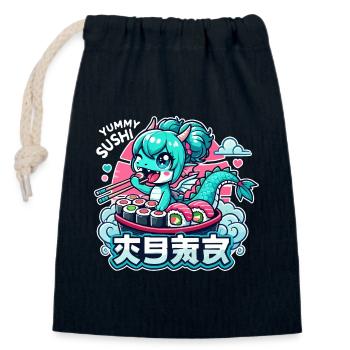 Drache Maki Sushi Kawaii Geschenk - Verschließbarer Geschenkbeutel aus Baumwolle (14x20cm) - Navy - Vorne