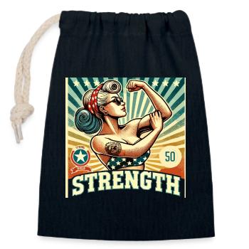 Force forte puissance femme rockabilly cadeau rétro - Sac cadeau en coton avec cordon (14 x 20 cm) - bleu marine - Devant