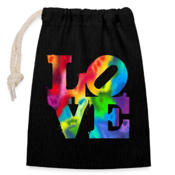 Regenbogen-Graffiti LOVE Burst - Verschließbarer Geschenkbeutel aus Baumwolle (14x20cm) - Schwarz - Vorne