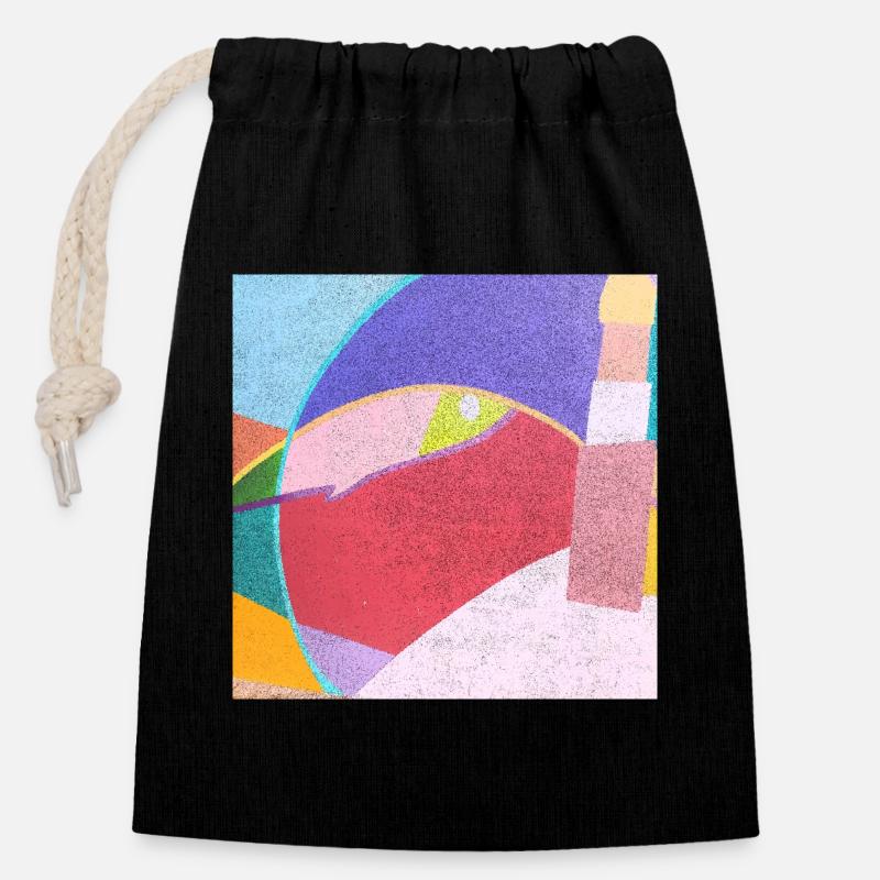 Peintures murales colorées - Sac cadeau en coton avec cordon (14 x 20 cm) - noir