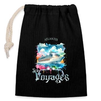 Atlantis Sea Voyages – Cruise Watercolor Design - Closable cotton gift bag (14x20cm) - black - Front