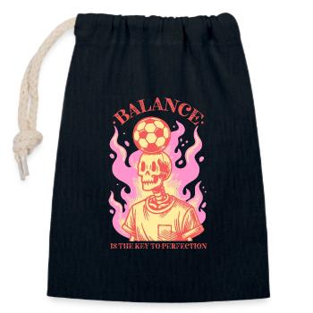 Balance & Flames – Fußballkunst mit Schädel - Verschließbarer Geschenkbeutel aus Baumwolle (14x20cm) - Navy - Vorne