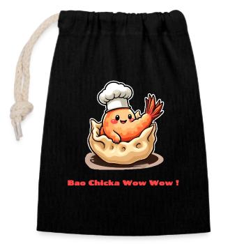 Shrimp Dumpling – Bao Chicka Wow Wow! - Closable cotton gift bag (14x20cm) - black - Front