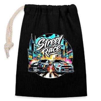 Street Race Road Racing Car Cars - raffstaff ® - Closable cotton gift bag (14x20cm) - black - Front