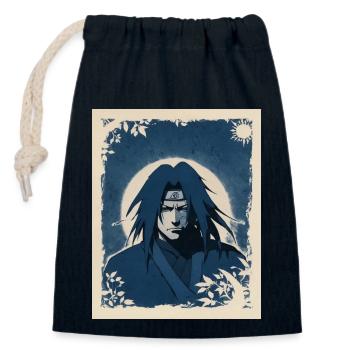 Anime-Charakter-Porträt - Verschließbarer Geschenkbeutel aus Baumwolle (14x20cm) - Navy - Vorne