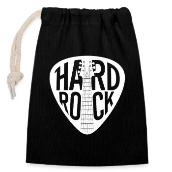 Hard Rock Gitarren-Plektrum - Verschließbarer Geschenkbeutel aus Baumwolle (14x20cm) - Schwarz - Vorne