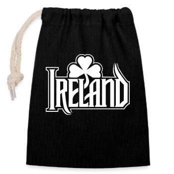 Ireland - Happy St. Patrick's Day - Shamrock - Closable cotton gift bag (14x20cm) - black - Front
