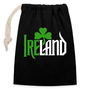 Ireland - Happy St. Patrick's Day - Shamrock - Closable cotton gift bag (14x20cm) - black - Front