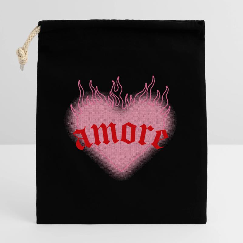 Burning love Closable cotton gift bag (14x20cm)
