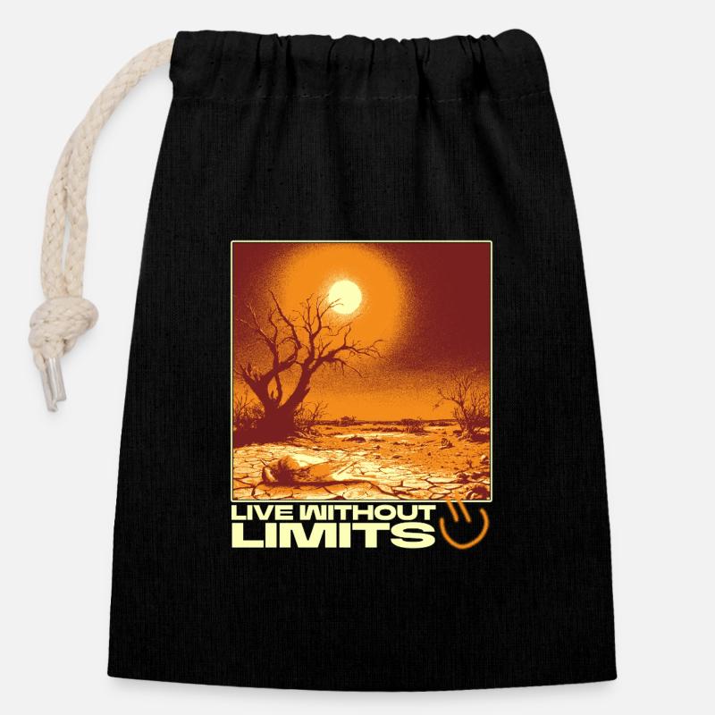 Live Without Limits – Surreal Desert Scene - Verschließbarer Geschenkbeutel aus Baumwolle (14x20cm) - Schwarz