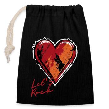 Coeur - Lets Rock - Saint-Valentin et amitié - Sac cadeau en coton avec cordon (14 x 20 cm) - noir - Devant