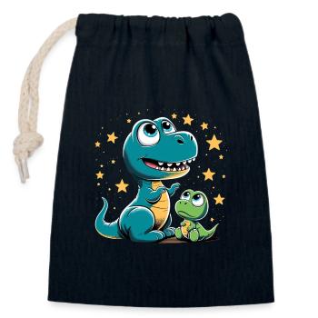 T-Rex Baby Dino Geschwister Dinobaby Geschenk - Verschließbarer Geschenkbeutel aus Baumwolle (14x20cm) - Navy - Vorne