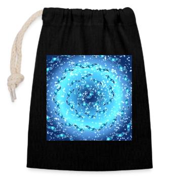 Meeres-Galaxie - Verschließbarer Geschenkbeutel aus Baumwolle (14x20cm) - Schwarz - Vorne