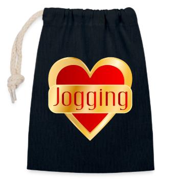 RUNNING JOGGING HEART - Closable cotton gift bag (14x20cm) - navy - Front