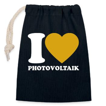 I Love Photovoltaik - Herz - Erneuerbare Energie - Verschließbarer Geschenkbeutel aus Baumwolle (14x20cm) - Navy - Vorne