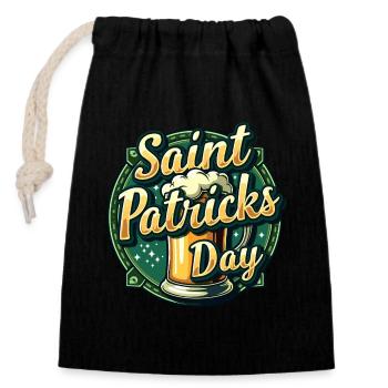 Bière de la Saint-Patrick - Sac cadeau en coton avec cordon (14 x 20 cm) - noir - Devant