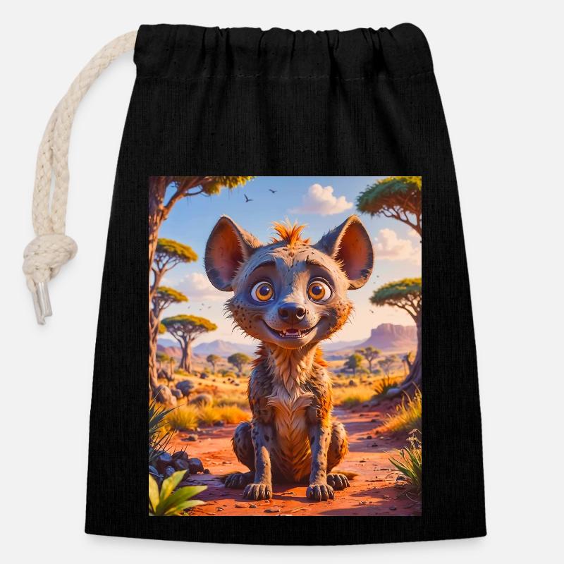 super cute african animals– harpy - Closable cotton gift bag (14x20cm) - black