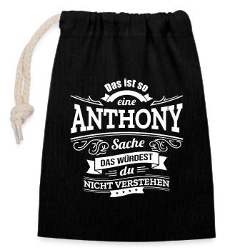 ANTHONY, DER KATALYSATOR FÜR DEINEN ERFOLG - Verschließbarer Geschenkbeutel aus Baumwolle (14x20cm) - Schwarz - Vorne