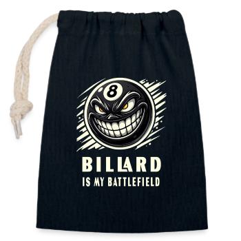 Le billard est mon champ de bataille - Sac cadeau en coton avec cordon (14 x 20 cm) - bleu marine - Devant
