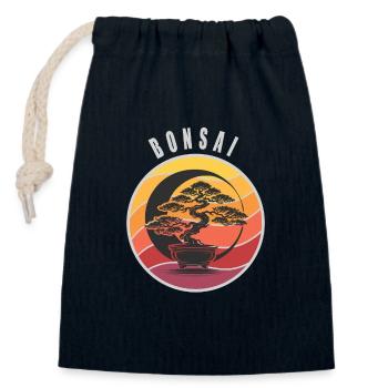 Bonsaï Coucher de soleil - Sac cadeau en coton avec cordon (14 x 20 cm) - bleu marine - Devant