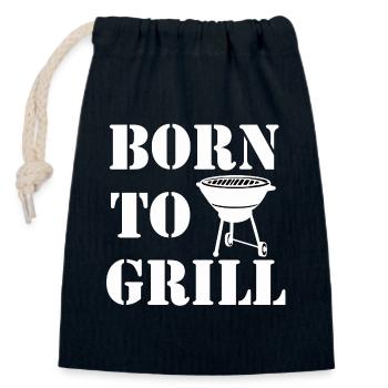 Grilling , Born to Grill - Closable cotton gift bag (14x20cm) - navy - Front