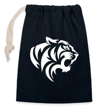 Tigre tribal blanc - Sac cadeau en coton avec cordon (14 x 20 cm) - bleu marine - Devant