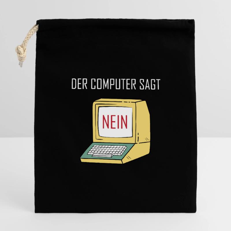 Retro Funny Computer Sagt Nein - Geeky Tech Nerd Closable cotton gift bag (14x20cm)