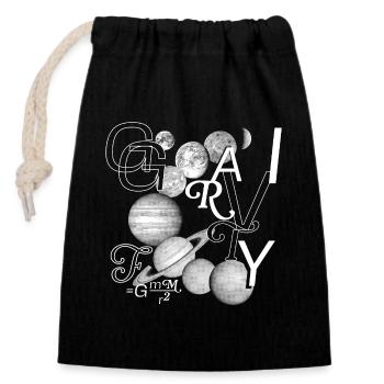Typo Power: Gravity in Style - Closable cotton gift bag (14x20cm) - black - Front