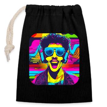 80s Party Vintage Theme Party - Closable cotton gift bag (14x20cm) - black - Front