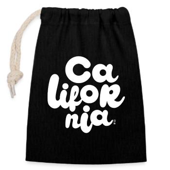 California - Blanc - Sac cadeau en coton avec cordon (14 x 20 cm) - noir - Devant