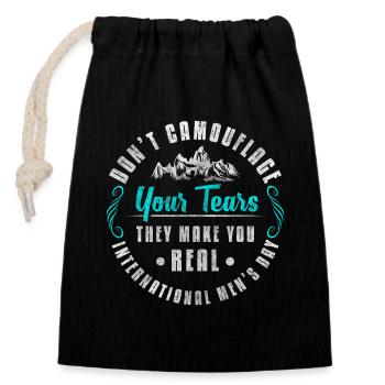 Chariot à bras à boire pour les vacances de la journée des hommes - Sac cadeau en coton avec cordon (14 x 20 cm) - noir - Devant