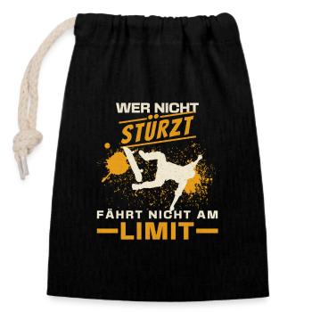 If you don't crash, you don't ride at the limit | Skateboard - Closable cotton gift bag (14x20cm) - black - Front