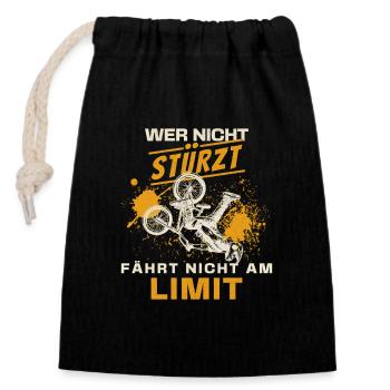 If you don't crash, you don't ride at the limit | BMX | Pain - Closable cotton gift bag (14x20cm) - black - Front