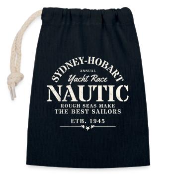 Nautical Design Year 1945 - Closable cotton gift bag (14x20cm) - navy - Front
