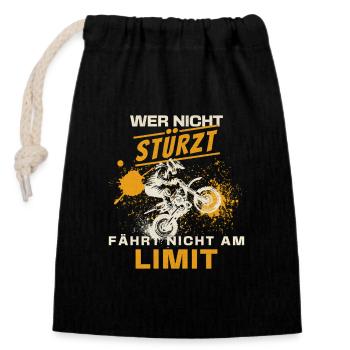 Racing at the limit Motocross If you don't crash, you ride - Closable cotton gift bag (14x20cm) - black - Front