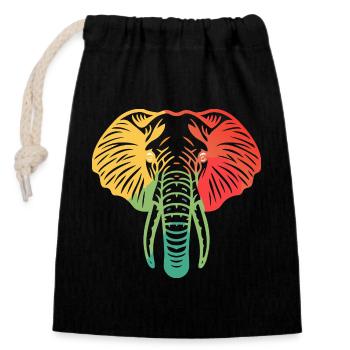 Elephant Head Colorful - Closable cotton gift bag (14x20cm) - black - Front