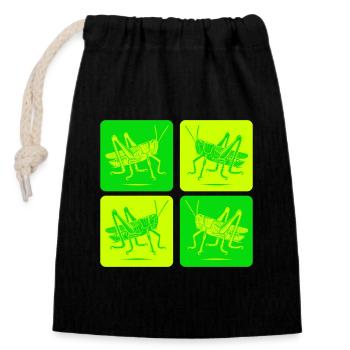 Sauterelle minimaliste – art de la nature - Sac cadeau en coton avec cordon (14 x 20 cm) - noir - Devant