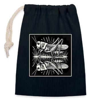 Spiegelbild der Natur – Heuschrecke in Symmetrie - Verschließbarer Geschenkbeutel aus Baumwolle (14x20cm) - Navy - Vorne