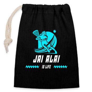 Jai Alai est vivant - Sac cadeau en coton avec cordon (14 x 20 cm) - noir - Devant