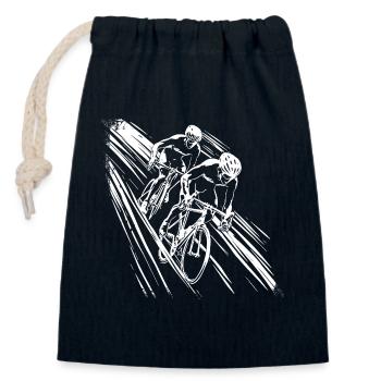 Cyclists Graphic - Closable cotton gift bag (14x20cm) - navy - Front