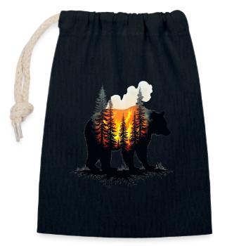bear - Closable cotton gift bag (14x20cm) - navy - Front