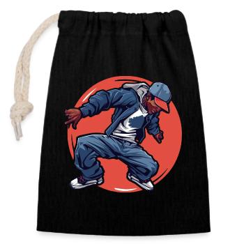 Breakdance - Sac cadeau en coton avec cordon (14 x 20 cm) - noir - Devant