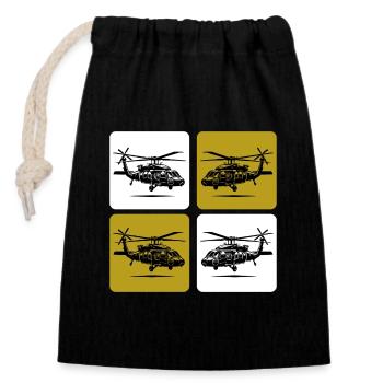Army Helicopter – Military - Closable cotton gift bag (14x20cm) - black - Front