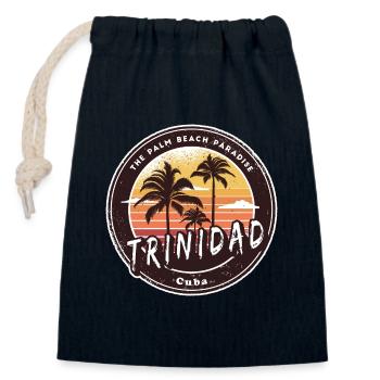 Trinidad Cuba – Ambiance rétro de la plage - Sac cadeau en coton avec cordon (14 x 20 cm) - bleu marine - Devant